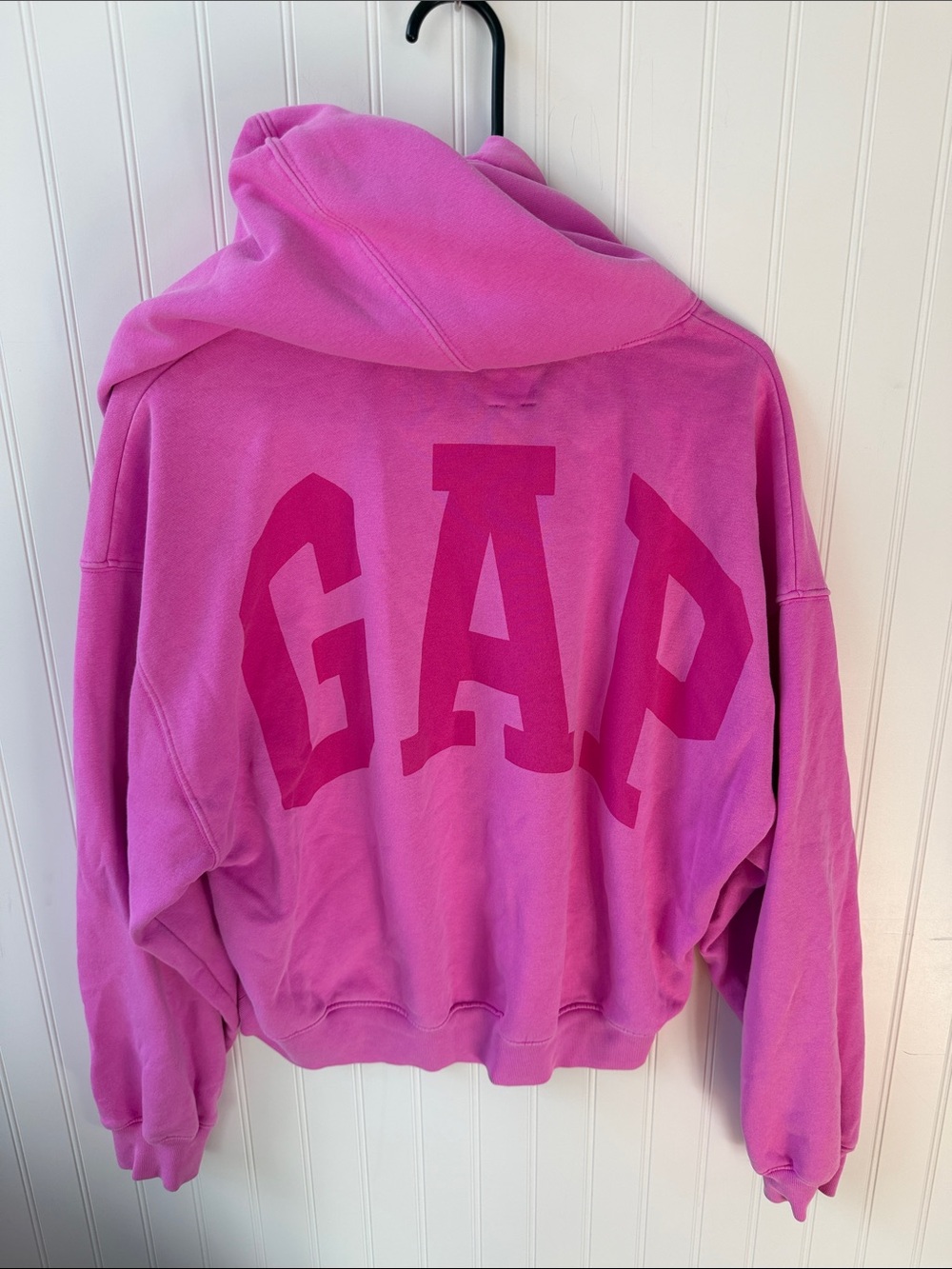 (125)GAP Hot Pink Women's Cropped Hoodie - Picture 3 of 4